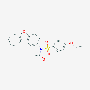 molecular formula C22H23NO5S B281533 N-[(4-ethoxyphenyl)sulfonyl]-N-(6,7,8,9-tetrahydrodibenzo[b,d]furan-2-yl)acetamide 