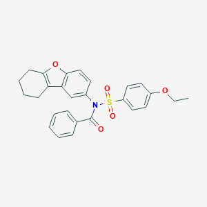 molecular formula C27H25NO5S B281534 N-[(4-Ethoxyphenyl)sulfonyl]-N-(6,7,8,9-tetrahydrodibenzo[B,D]furan-2-YL)benzamide 