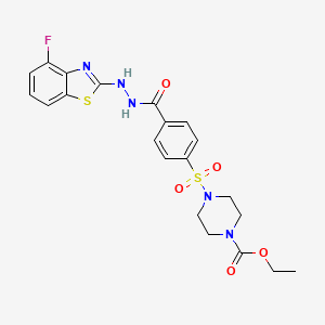 molecular formula C21H22FN5O5S2 B2815346 Ethyl 4-((4-(2-(4-fluorobenzo[d]thiazol-2-yl)hydrazinecarbonyl)phenyl)sulfonyl)piperazine-1-carboxylate CAS No. 851978-89-7