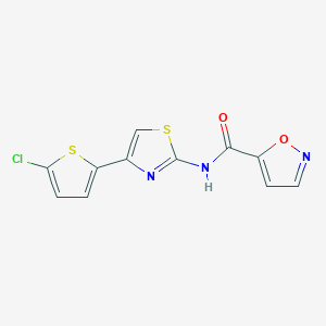molecular formula C11H6ClN3O2S2 B2815360 N-(4-(5-chlorothiophen-2-yl)thiazol-2-yl)isoxazole-5-carboxamide CAS No. 941913-70-8