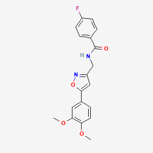 molecular formula C19H17FN2O4 B2815367 N-((5-(3,4-dimethoxyphenyl)isoxazol-3-yl)methyl)-4-fluorobenzamide CAS No. 953232-82-1