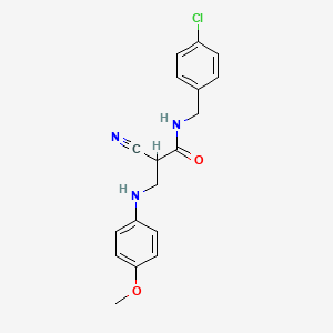 molecular formula C18H18ClN3O2 B2815389 N-(4-chlorobenzyl)-2-cyano-3-(4-methoxyanilino)propanamide CAS No. 328288-13-7