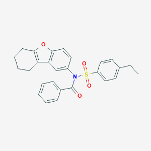 molecular formula C27H25NO4S B281539 N-[(4-Ethylphenyl)sulfonyl]-N-(6,7,8,9-tetrahydrodibenzo[B,D]furan-2-YL)benzamide 