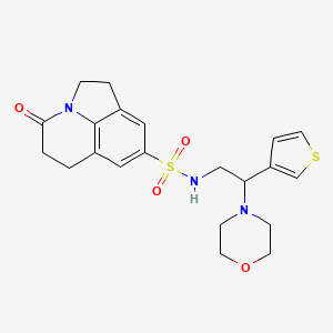 molecular formula C21H25N3O4S2 B2815397 N-(2-morpholino-2-(thiophen-3-yl)ethyl)-4-oxo-2,4,5,6-tetrahydro-1H-pyrrolo[3,2,1-ij]quinoline-8-sulfonamide CAS No. 1396750-06-3