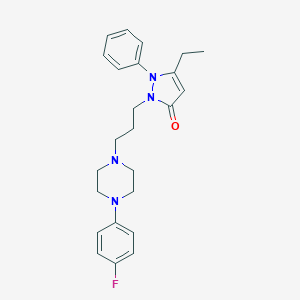 molecular formula C24H29FN4O B028154 3H-Pyrazol-3-one, 1,2-dihydro-5-ethyl-2-(3-(4-(4-fluorophenyl)-1-piperazinyl)propyl)-1-phenyl- CAS No. 104416-62-8
