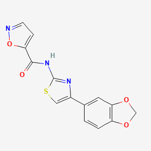 molecular formula C14H9N3O4S B2815405 N-(4-(benzo[d][1,3]dioxol-5-yl)thiazol-2-yl)isoxazole-5-carboxamide CAS No. 941913-74-2