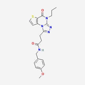 molecular formula C21H23N5O3S B2815437 N-(4-methoxybenzyl)-3-(5-oxo-4-propyl-4,5-dihydrothieno[2,3-e][1,2,4]triazolo[4,3-a]pyrimidin-1-yl)propanamide CAS No. 1189951-16-3