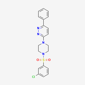 molecular formula C20H19ClN4O2S B2815447 3-(4-((3-Chlorophenyl)sulfonyl)piperazin-1-yl)-6-phenylpyridazine CAS No. 1021070-50-7