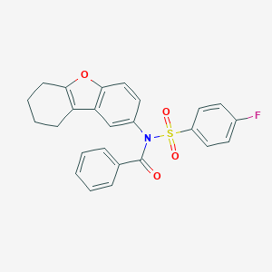 molecular formula C25H20FNO4S B281548 N-[(4-FLUOROPHENYL)SULFONYL]-N-(6,7,8,9-TETRAHYDRODIBENZO[B,D]FURAN-2-YL)BENZAMIDE 