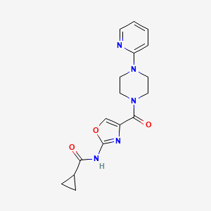 molecular formula C17H19N5O3 B2815486 N-(4-(4-(pyridin-2-yl)piperazine-1-carbonyl)oxazol-2-yl)cyclopropanecarboxamide CAS No. 1396758-35-2