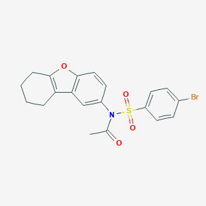 molecular formula C20H18BrNO4S B281549 N-[(4-BROMOPHENYL)SULFONYL]-N-(6,7,8,9-TETRAHYDRODIBENZO[B,D]FURAN-2-YL)ACETAMIDE 