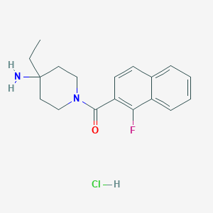 molecular formula C18H22ClFN2O B2815534 (4-Amino-4-ethylpiperidin-1-yl)-(1-fluoronaphthalen-2-yl)methanone;hydrochloride CAS No. 2418680-88-1