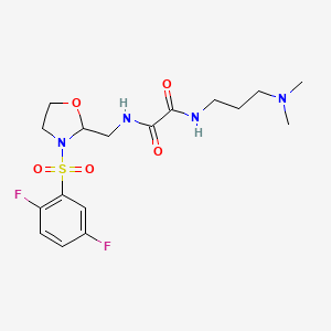 molecular formula C17H24F2N4O5S B2815545 N'-{[3-(2,5-difluorobenzenesulfonyl)-1,3-oxazolidin-2-yl]methyl}-N-[3-(dimethylamino)propyl]ethanediamide CAS No. 868983-41-9