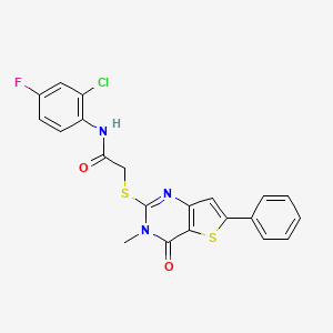 molecular formula C21H15ClFN3O2S2 B2815547 N-(2-chloro-4-fluorophenyl)-2-({3-methyl-4-oxo-6-phenyl-3H,4H-thieno[3,2-d]pyrimidin-2-yl}sulfanyl)acetamide CAS No. 1105200-15-4