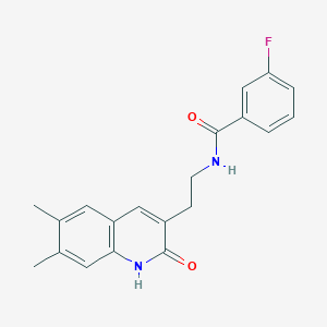 molecular formula C20H19FN2O2 B2815550 N-(2-(6,7-dimethyl-2-oxo-1,2-dihydroquinolin-3-yl)ethyl)-3-fluorobenzamide CAS No. 851096-30-5