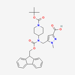 molecular formula C31H36N4O6 B2815565 5-[[9H-Fluoren-9-ylmethoxycarbonyl-[1-[(2-methylpropan-2-yl)oxycarbonyl]piperidin-4-yl]amino]methyl]-1-methylpyrazole-3-carboxylic acid CAS No. 2138146-45-7