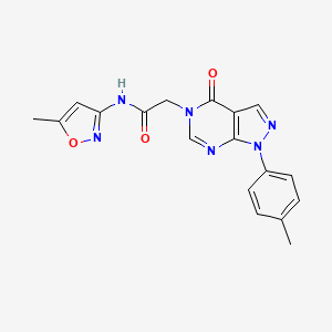 molecular formula C18H16N6O3 B2815568 N-(5-methyl-1,2-oxazol-3-yl)-2-[1-(4-methylphenyl)-4-oxo-1H,4H,5H-pyrazolo[3,4-d]pyrimidin-5-yl]acetamide CAS No. 863446-85-9