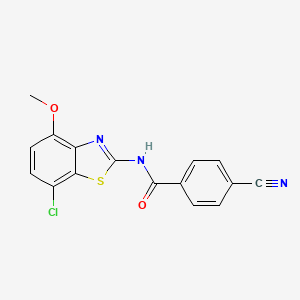 molecular formula C16H10ClN3O2S B2815663 N-(7-chloro-4-methoxy-1,3-benzothiazol-2-yl)-4-cyanobenzamide CAS No. 886947-50-8
