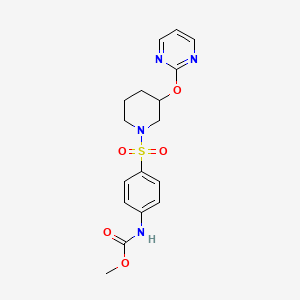 molecular formula C17H20N4O5S B2815674 Methyl (4-((3-(pyrimidin-2-yloxy)piperidin-1-yl)sulfonyl)phenyl)carbamate CAS No. 2034273-39-5