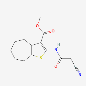 molecular formula C14H16N2O3S B2815706 methyl 2-[(cyanoacetyl)amino]-5,6,7,8-tetrahydro-4H-cyclohepta[b]thiophene-3-carboxylate CAS No. 560080-29-7
