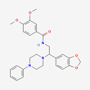 molecular formula C28H31N3O5 B2815734 N-[2-(2H-1,3-benzodioxol-5-yl)-2-(4-phenylpiperazin-1-yl)ethyl]-3,4-dimethoxybenzamide CAS No. 896356-77-7