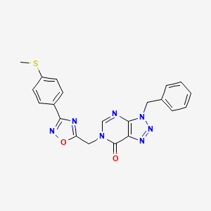 molecular formula C21H17N7O2S B2815735 3-benzyl-6-({3-[4-(methylsulfanyl)phenyl]-1,2,4-oxadiazol-5-yl}methyl)-3H,6H,7H-[1,2,3]triazolo[4,5-d]pyrimidin-7-one CAS No. 1207031-21-7