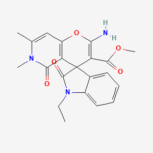 molecular formula C21H21N3O5 B2815738 Methyl 2'-amino-1-ethyl-6',7'-dimethyl-2,5'-dioxo-1,2,5',6'-tetrahydrospiro[indole-3,4'-pyrano[3,2-c]pyridine]-3'-carboxylate CAS No. 873571-54-1
