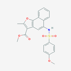 molecular formula C22H19NO6S B281575 METHYL 5-(4-METHOXYBENZENESULFONAMIDO)-2-METHYLNAPHTHO[1,2-B]FURAN-3-CARBOXYLATE 