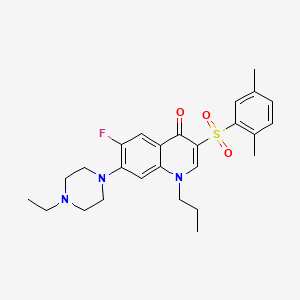 molecular formula C26H32FN3O3S B2815750 3-(2,5-dimethylbenzenesulfonyl)-7-(4-ethylpiperazin-1-yl)-6-fluoro-1-propyl-1,4-dihydroquinolin-4-one CAS No. 892781-83-8