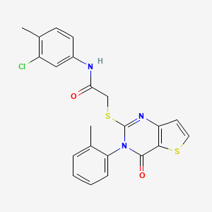molecular formula C22H18ClN3O2S2 B2815753 N-(3-chloro-4-methylphenyl)-2-{[3-(2-methylphenyl)-4-oxo-3,4-dihydrothieno[3,2-d]pyrimidin-2-yl]sulfanyl}acetamide CAS No. 1291849-33-6