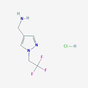 molecular formula C6H9ClF3N3 B2815758 [1-(2,2,2-Trifluoroethyl)-1H-pyrazol-4-yl]methanamine hydrochloride CAS No. 1986298-02-5