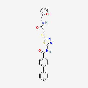 molecular formula C22H18N4O3S2 B2815760 N-(5-((2-((furan-2-ylmethyl)amino)-2-oxoethyl)thio)-1,3,4-thiadiazol-2-yl)-[1,1'-biphenyl]-4-carboxamide CAS No. 868974-60-1