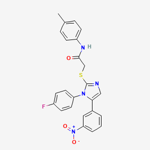 B2815763 2-((1-(4-fluorophenyl)-5-(3-nitrophenyl)-1H-imidazol-2-yl)thio)-N-(p-tolyl)acetamide CAS No. 1234898-33-9