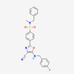 molecular formula C25H21FN4O3S B2815795 N-benzyl-4-(4-cyano-5-{[(4-fluorophenyl)methyl]amino}-1,3-oxazol-2-yl)-N-methylbenzene-1-sulfonamide CAS No. 941004-04-2