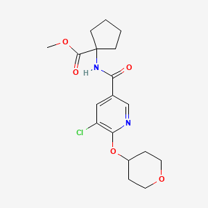 molecular formula C18H23ClN2O5 B2815838 methyl 1-(5-chloro-6-((tetrahydro-2H-pyran-4-yl)oxy)nicotinamido)cyclopentanecarboxylate CAS No. 1903624-85-0