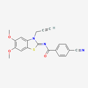 4-cyano-N-(5,6-dimethoxy-3-prop-2-ynyl-1,3-benzothiazol-2-ylidene)benzamide