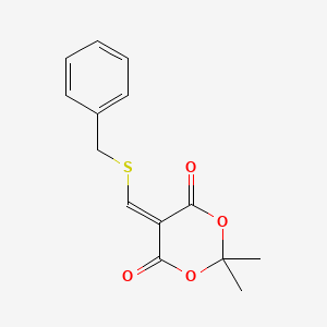 molecular formula C14H14O4S B2815888 5-[(Benzylsulfanyl)methylene]-2,2-dimethyl-1,3-dioxane-4,6-dione CAS No. 128889-73-6
