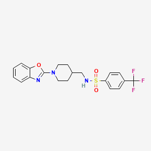 molecular formula C20H20F3N3O3S B2815912 N-((1-(benzo[d]oxazol-2-yl)piperidin-4-yl)methyl)-4-(trifluoromethyl)benzenesulfonamide CAS No. 1797724-89-0