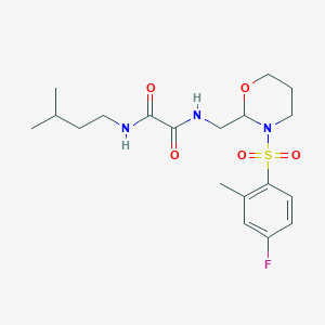 molecular formula C19H28FN3O5S B2815916 N1-((3-((4-fluoro-2-methylphenyl)sulfonyl)-1,3-oxazinan-2-yl)methyl)-N2-isopentyloxalamide CAS No. 872987-05-8