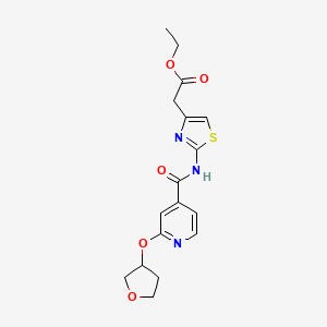 molecular formula C17H19N3O5S B2815940 Ethyl 2-(2-(2-((tetrahydrofuran-3-yl)oxy)isonicotinamido)thiazol-4-yl)acetate CAS No. 1903459-21-1