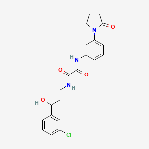 molecular formula C21H22ClN3O4 B2815975 N'-[3-(3-chlorophenyl)-3-hydroxypropyl]-N-[3-(2-oxopyrrolidin-1-yl)phenyl]ethanediamide CAS No. 2034467-19-9