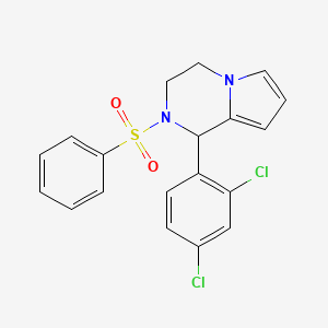 molecular formula C19H16Cl2N2O2S B2815979 1-(2,4-Dichlorophenyl)-2-(phenylsulfonyl)-1,2,3,4-tetrahydropyrrolo[1,2-a]pyrazine CAS No. 900011-29-2