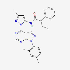 molecular formula C27H27N7O B2815980 N-(1-(1-(2,4-dimethylphenyl)-1H-pyrazolo[3,4-d]pyrimidin-4-yl)-3-methyl-1H-pyrazol-5-yl)-2-phenylbutanamide CAS No. 1007174-34-6