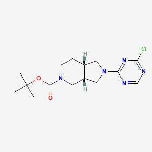 molecular formula C15H22ClN5O2 B2815993 Tert-butyl (3aR,7aS)-2-(4-chloro-1,3,5-triazin-2-yl)-3,3a,4,6,7,7a-hexahydro-1H-pyrrolo[3,4-c]pyridine-5-carboxylate CAS No. 2378490-77-6