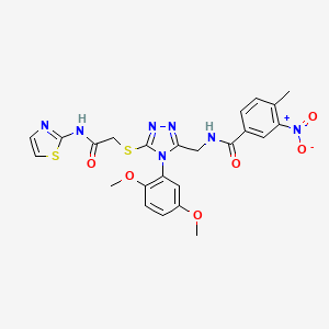 N-((4-(2,5-dimethoxyphenyl)-5-((2-oxo-2-(thiazol-2-ylamino)ethyl)thio)-4H-1,2,4-triazol-3-yl)methyl)-4-methyl-3-nitrobenzamide