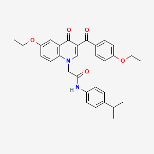 molecular formula C31H32N2O5 B2816066 2-[6-ethoxy-3-(4-ethoxybenzoyl)-4-oxo-1,4-dihydroquinolin-1-yl]-N-[4-(propan-2-yl)phenyl]acetamide CAS No. 895648-91-6