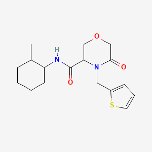 N-(2-methylcyclohexyl)-5-oxo-4-(thiophen-2-ylmethyl)morpholine-3-carboxamide
