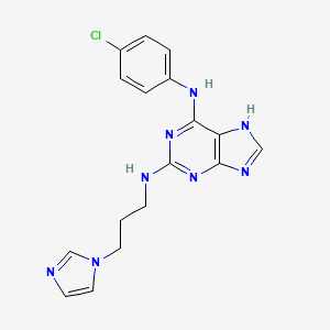 N2-(3-(1H-imidazol-1-yl)propyl)-N6-(4-chlorophenyl)-9H-purine-2,6-diamine