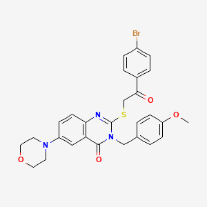 molecular formula C28H26BrN3O4S B2816092 2-{[2-(4-bromophenyl)-2-oxoethyl]sulfanyl}-3-[(4-methoxyphenyl)methyl]-6-(morpholin-4-yl)-3,4-dihydroquinazolin-4-one CAS No. 689772-22-3