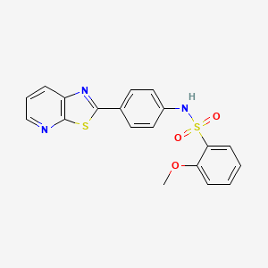 molecular formula C19H15N3O3S2 B2816136 2-methoxy-N-(4-{[1,3]thiazolo[5,4-b]pyridin-2-yl}phenyl)benzene-1-sulfonamide CAS No. 2309592-89-8